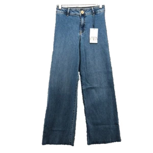 Zara Marine Fit High Rise Comfort Stretch Wide Leg Jeans Girls 13 14 Denim New - Picture 1 of 19