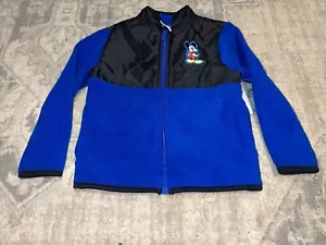 New Disney Store Boys Youth Sz 4 Mickey Mouse Fleece Jacket Blue Black Full Zip - Picture 1 of 6