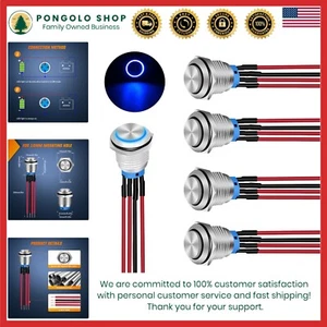 5PCS Waterproof 16mm Push Button Switch with Pre-Wired Harness for Cars & Boats - Picture 1 of 11