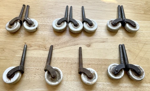 12 Porcelain Caster Wheels Antique Furniture Roller Dresser Desk Industrial Cover