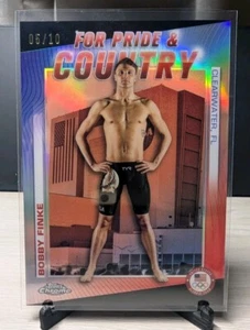 2024 Topps Chrome Olympics Bobby Finke Pride & Country Black Refractor 5/10 USA - Picture 1 of 6
