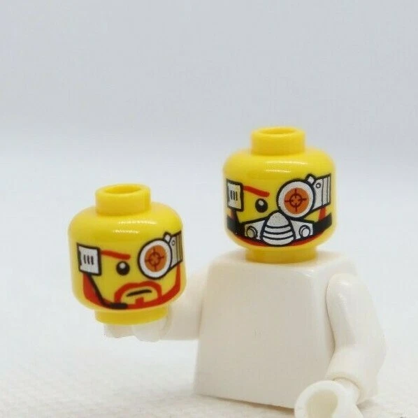 HEAD -DUAL Cyborg Eyepiece, Beard Max Solarflare Galaxy LEGO® Minifigure Part - Image 1 of 1