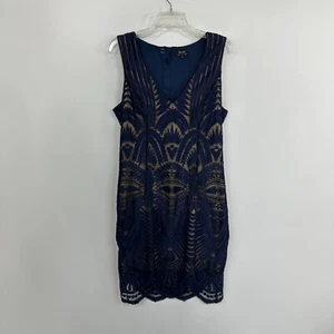 BARDOT Lace Overlay Dress  Dark Navy Cocktail  V Neck sz 10 Sleeveless Evening - Picture 1 of 16