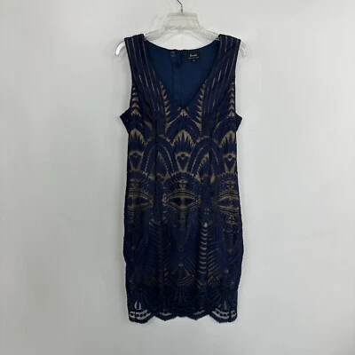 BARDOT Lace Overlay Dress  Dark Navy Cocktail  V Neck sz 10 Sleeveless Evening - Image 1 of 4