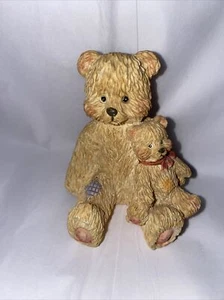 Miniature Teddy Bear With Cub Figurine, Resin, 3”. Preowned - Picture 1 of 5