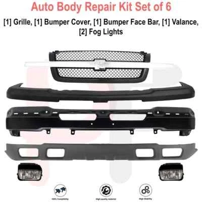 Комплект окрашиваемых и противотуманных фар переднего бампера для Chevrolet Silverado 1500 2003-2007 годов выпуска - Изображение 1 из 4