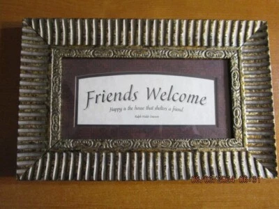 橡木框架印花玻璃下欢迎朋友 11 x 7 — 第 1/4 张图片