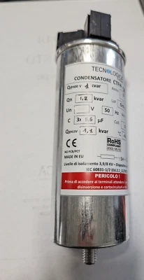 Tecnologica Condensatore rifasamento trifase 1 kvar@400 V, 3x6,6 µF, Vn 440V - Immagine 1 di 3