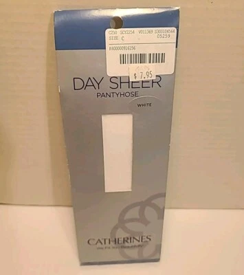 CATHERINES C / WHITE PANTYHOSE DAY SHEER SANDALFOOT HOSIERY RIBBED PANTY PLUS Foto 1 de 4