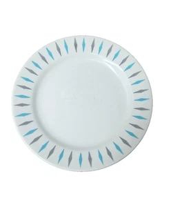 Homer Laughlin Porzellan 9" Teller Aqua Grau Atom Rautenmuster Restaurant - Bild 1 von 5