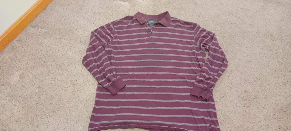 Covington Long Sleeve Maroon & White Striped Rugby Polo Shirt Size XL - Image 1 of 3