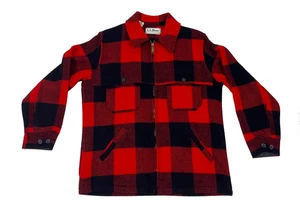 Vintage LL Bean Wool Mackinaw Buffalo Plaid Jacket Hunting Medium Made In USA - Picture 1 of 6