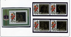 Queen Mother 85. Geburtstag Aitutaki 373-77, 373-76 Blks 4 K929 - Bild 1 von 3