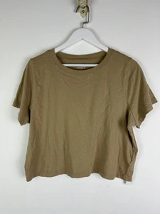 Madewell Boxy Crop Tee Large Woman L T-Shirt Shirt Soft Fade Cotton Brown NWT - Picture 1 of 3
