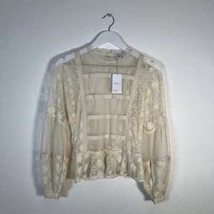 SIGUIENTE Blusa Top Marfil Encaje Talla UK 12 Delicado Estilo Vintage Nueva con Etiquetas - Imagen 1 de 9