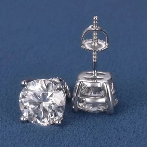 Luxury 2 Ct Real Lab Grown Diamond Studs Earrings 14k White Gold F-G VS2 - Picture 1 of 5