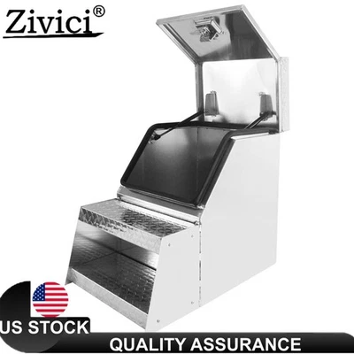 Caja de herramientas de aluminio de 18" Wx28" Lx25" H con escalón de silla de montar abierto diseño ancho Foto 1 de 4