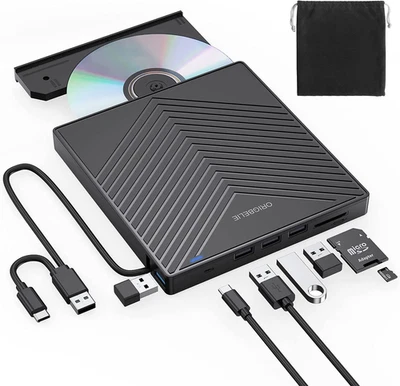 Masterizzatore DVD CD Externo, Lettore CD DVD Esterno, USB 3.0 Con 4 Porte USB E - Immagine 1 di 4