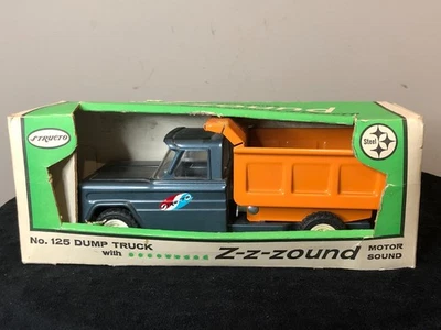 Vintage Structo Z-Z-Zound No. 125 Dump Truck in Original Box, Kompak Blue Orange - Image 1 of 4