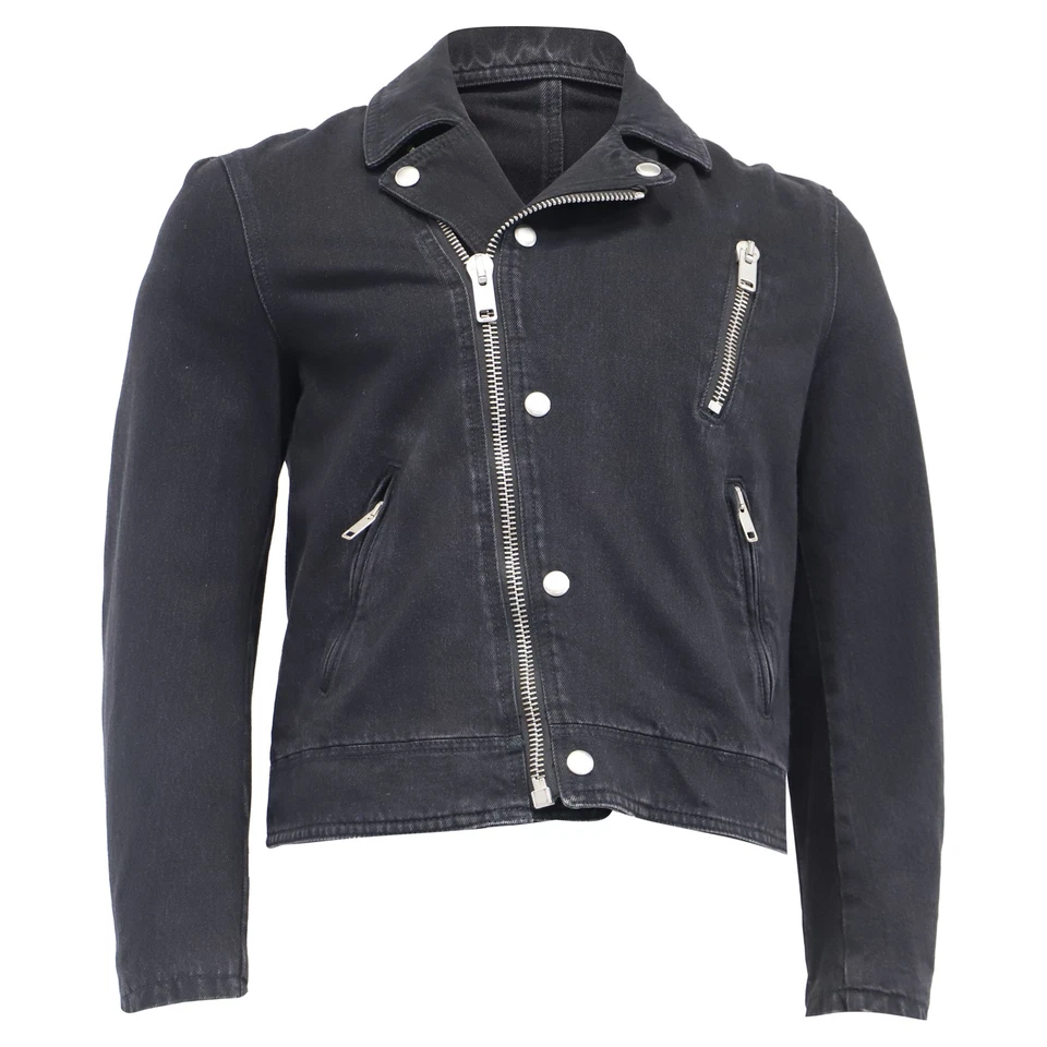 Givenchy Zipped Biker Jacket In Cotton Denim Men Black Size 52 - Image 1 of 4