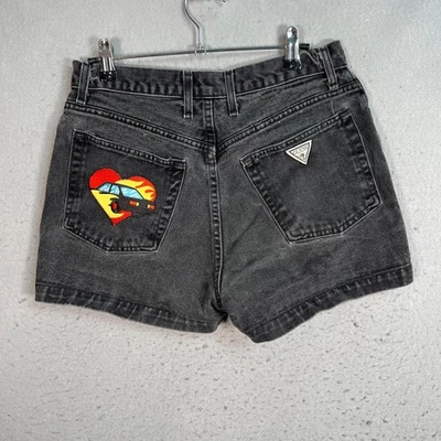 Pantalones cortos de mezclilla Guess Jeans para mujer de talle alto talla 30 negros Foto 1 de 4