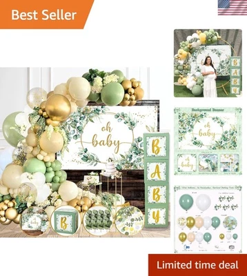 Decorações de chá de bebê All-in-One verde sálvia - 263 peças, sem necessidade de hélio - Imagem 1 de 4