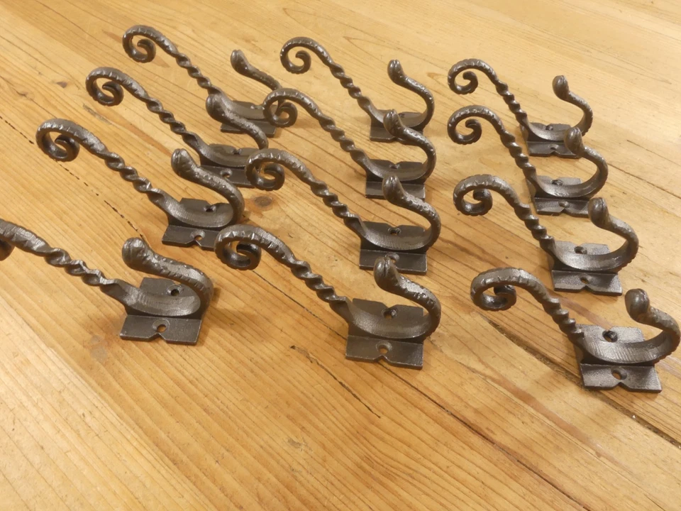 12 Iron Antique Style Coat Hooks Hat Rack Tree Restoration Industrial Fancy Lot - Image 1 of 4