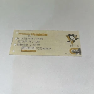 Pittsburgh Penguins vs Flyers 25.10.1986 Game Ticket Mario Lemieux 2 Tore - Bild 1 von 2