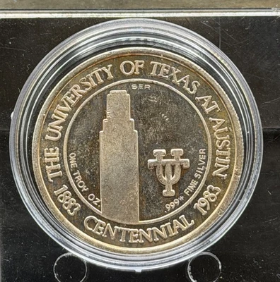 University of Texas Longhorns Austin ~ Torre Estrella Solitaria Redonda 1 oz.. Plata 9999 Foto 1 de 2