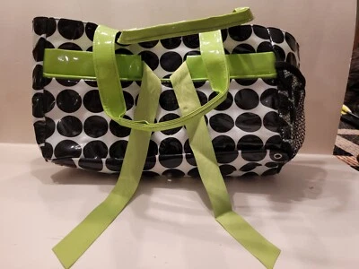 Bolso de Playa Piscina Mud Pie Dazzle Negro Blanco Verde Claro 12" Foto 1 de 4
