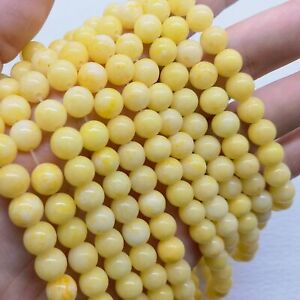 6mm Natural Yellow Jade Gemstone Round Loose Beads 15"AAA
