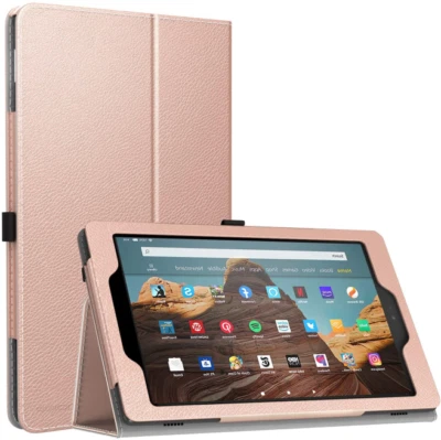 New! MOKO ZJ Leather Folio Case for Fire HD 10 2017 Rose Gold - Image 1 of 3