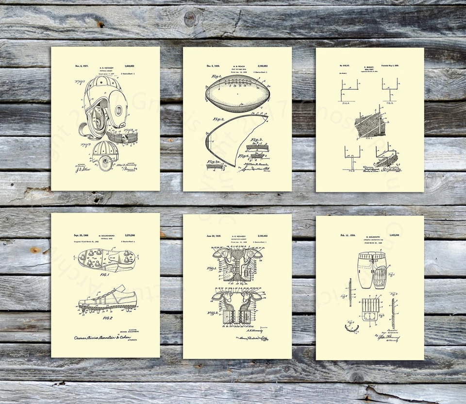 Футбольный декор набор из 6 без рамы искусства футбол мальчиков комнаты декор подарок для него - Изображение 1 из 4