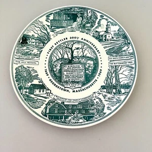 Georgetown, Mass. First Settler 10" Sammelteller 1969 von Kettlesprings Kilns - Bild 1 von 14