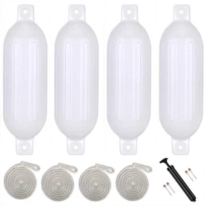 4 Pack Boat Fenders 6.5"X24'' Vinyl Ribbed Marine Bumpers Dock Shield Protection - Picture 1 of 9