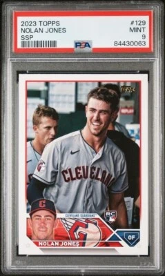 🔥2023 Topps Series 1 Golden Mirror Variation SSP ~160 #129 Nolan Jones RC PSA 9 - Image 1 of 2