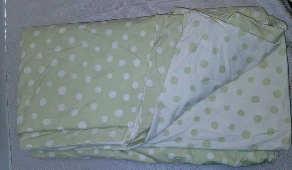 Пододеяльник детский Pottery Barn зеленый белый в горошек двусторонний полный/королевский 84x85"" - Изображение 1 из 4