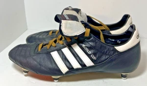 Vtg Adidas Shoes Mens 12.5 Metal Cleats Soccer Football World Cup Leather German - Picture 1 of 10