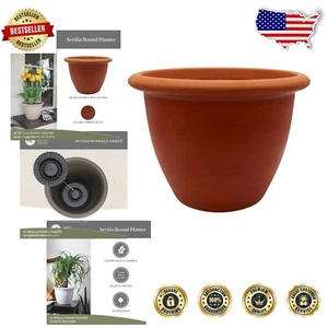 Sevilla 16" Self-Watering Flower Planter - Sunset Terra Cotta, Indoor/Outdoor - Picture 1 of 9