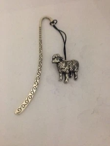 Sheep R164 English Pewter Charm on a Pattern Bookmark With Cord - Picture 1 of 1