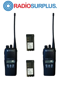2 x Motorola HT1250 UHF LKP Radio, Antenna, HNN9013 Battery + Clip AAH25RDF9AA5A - Picture 1 of 4