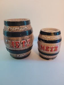 Vintage 1950's Premium Metz Beer Keg Ceramic Banks - Large And Small Rare! - Picture 1 of 9