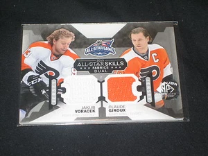 JAKUB VORACEK & CLAUDE GIROUX CERTIFIED AUTHENTIC HOCKEY GAME USED JERSEY CARD - Picture 1 of 2