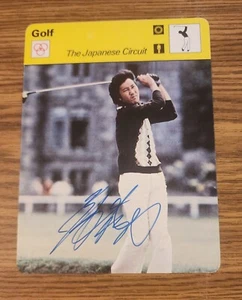Tarjeta de Sportscaster 1979 autografiada por Isao Aoki Italia casi como nueva - Imagen 1 de 2