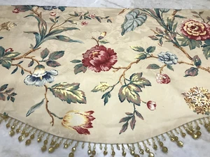 Alma Spade Custom Made Lined Floral Rod Pocket Valance With Beaded Bottom - Picture 1 of 15