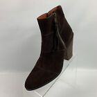 Lucky Brand Ramses Ankle Boots Dark Brown Leather Suede Zip Block Heel Size 10m