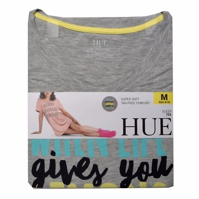 NEW WOMEN'S HUE Super Soft SLEEP TEE Long Shirt When Life Gives You Lemons.. M - Image 1 of 4