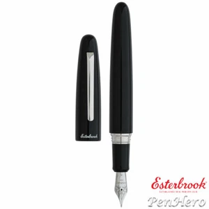 Esterbrook Estie Ebony Black Oversize Palladium Plate Trim Fountain Pen Ex Fine - Picture 1 of 7