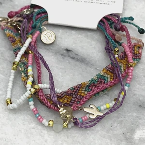 PURA VIDA 5 BRACELET STYLE PACK LAUR DIY BEACH SURFER FRIENDSHIP CACTUS $45 New - Picture 1 of 13