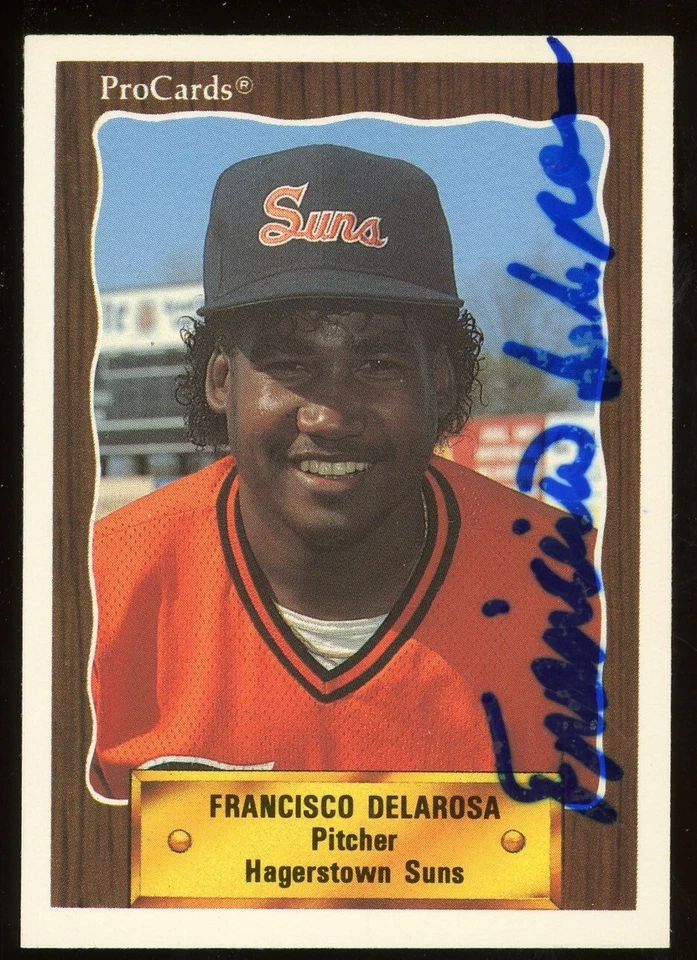 1990 Hagerstown Suns FRANCISCO DE LA ROSA Signed Card autograph AUTO ORIOLES - Image 1 of 1